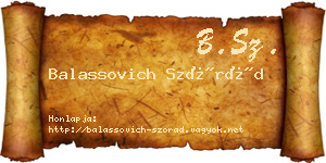 Balassovich Szórád névjegykártya